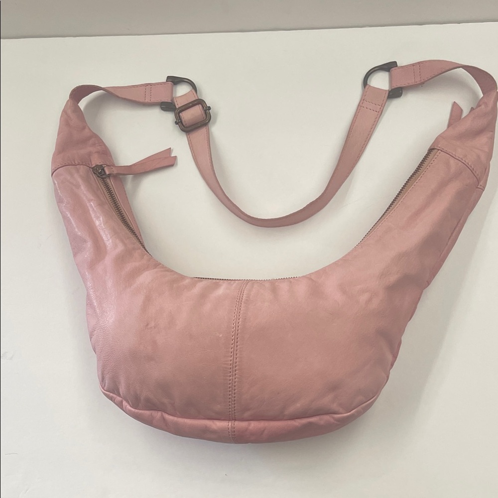 Free People Dusty Pink Leather Hobo Bag